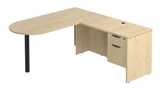 L Shaped Single Pedestal Desks PBD Furniture L-Desk 66in W x 66in D with Hanging Pedestal and Bullet