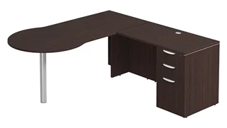 L Shaped Single Pedestal Desks PBD Furniture L-Desk 71in W x 57in D with 3 Drawer Pedestal and Bullet