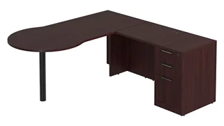 L Shaped Single Pedestal Desks PBD Furniture L-Desk 71in W x 63in D with 3 Drawer Pedestal and Bullet