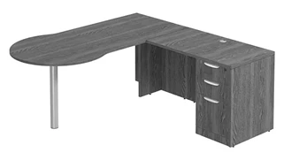 L Shaped Single Pedestal Desks PBD Furniture L-Desk 71in W x 81in D with 3 Drawer Pedestal and Bullet