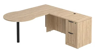 L Shaped Single Pedestal Desks PBD Furniture L-Desk 71in W x 68in D with 2 Drawer Pedestal and Bullet