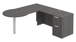 L Shaped Single Pedestal Desks PBD Furniture L-Desk 71in W x 81in D with 2 Drawer Pedestal and Bullet