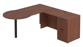 L Shaped Single Pedestal Desks PBD Furniture L-Desk 71in W x 75in D with 2 Drawer Pedestal and Bullet