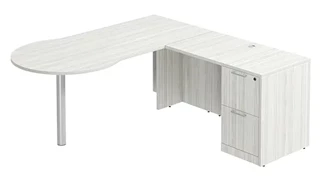 L Shaped Single Pedestal Desks PBD Furniture L-Desk 71in W x 57in D with 2 Drawer Pedestal and Bullet