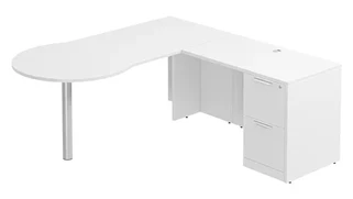 L Shaped Single Pedestal Desks PBD Furniture L-Desk 71in W x 63in D with 2 Drawer Pedestal and Bullet