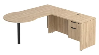 L Shaped Single Pedestal Desks PBD Furniture L-Desk 71in W x 57in D with Hanging Pedestal and Bullet