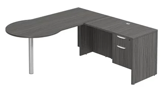L Shaped Single Pedestal Desks PBD Furniture L-Desk 71in W x 68in D with Hanging Pedestal and Bullet