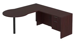 L Shaped Single Pedestal Desks PBD Furniture L-Desk 71in W x 81in D with Hanging Pedestal and Bullet