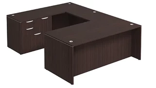 U Shaped Single Pedestal Desks PBD Furniture U-Desk 66in W x 90in D with Combo File Pedestal