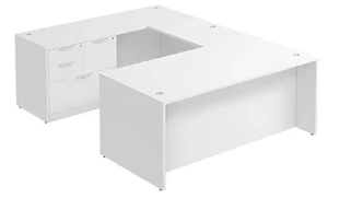 U Shaped Single Pedestal Desks PBD Furniture U-Desk 71in W x 96in D with Combo File Pedestal and Lock Cylinder