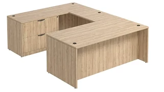 U Shaped Single Pedestal Desks PBD Furniture U-Desk 71in W x 102in D with Lateral File Pedestal
