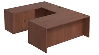 U Shaped Single Pedestal Desks PBD Furniture U-Desk 71in W x 96in D with Lateral File Pedestal and Wire Grommets