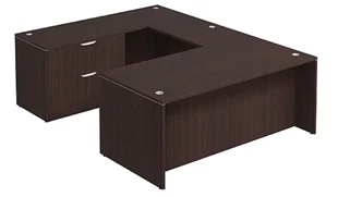 U Shaped Single Pedestal Desks PBD Furniture U-Desk 71in W x 108in D with Lateral File Pedestal