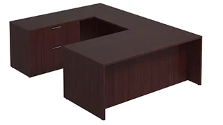 U Shaped Single Pedestal Desks PBD Furniture U-Desk 60in W x 102in D with Lateral File Pedestal