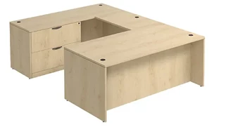 U Shaped Single Pedestal Desks PBD Furniture U-Desk 66in W x 90in D with Lateral File Pedestal