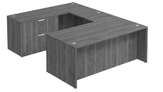U Shaped Single Pedestal Desks PBD Furniture U-Desk 66in W x 102in D with Lateral File Pedestal