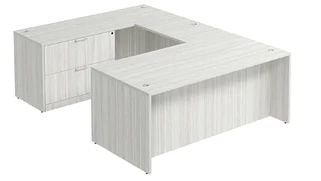 U Shaped Single Pedestal Desks PBD Furniture U-Desk 71in W x 90in D with Lateral File Pedestal
