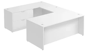 U Shaped Single Pedestal Desks PBD Furniture U-Desk 71in W x 96in D with Lateral File Pedestal