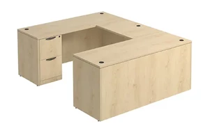 U Shaped Single Pedestal Desks PBD Furniture U-Desk 71in W x 84in D with 2 Drawer Pedestal and Slim Depth