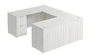 U Shaped Double Pedestal Desks PBD Furniture U-Desk 66in W x 90in D with Double 2 Drawer Pedestals and Wire Grommets