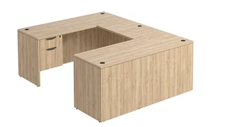 U Shaped Single Pedestal Desks PBD Furniture U-Desk 60in W x 96in D with Hanging Pedestal and Slim Depth