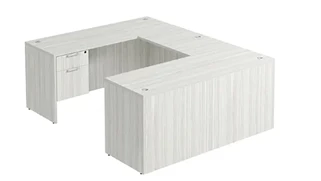 U Shaped Single Pedestal Desks PBD Furniture U-Desk 60in W x 84in D with Hanging Pedestal and Slim Depth