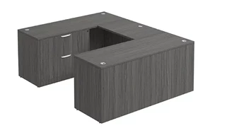 U Shaped Single Pedestal Desks PBD Furniture U-Desk 71in W x 84in D with Lateral File Pedestal and Slim Depth