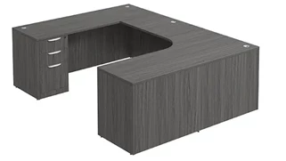 U Shaped Double Pedestal Desks PBD Furniture U-Desk 71in W x 90in D with Double 3 Drawer Pedestals and Slim Depth