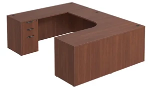 U Shaped Double Pedestal Desks PBD Furniture U-Desk 66in W x 108in D with Double 3 Drawer Pedestals and Slim Depth