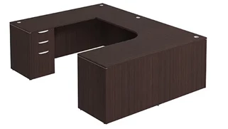 U Shaped Double Pedestal Desks PBD Furniture U-Desk 71in W x 96in D with Double Hanging 3 Drawer Pedestals and Slim Depth
