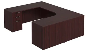 U Shaped Double Pedestal Desks PBD Furniture U-Desk 71in W x 102in D with Double 3 Drawer Pedestals and Slim Depth