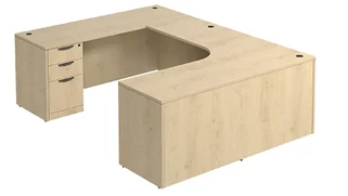 U Shaped Double Pedestal Desks PBD Furniture U-Desk 71in W x 108in D with Double 3 Drawer Pedestals and Slim Depth