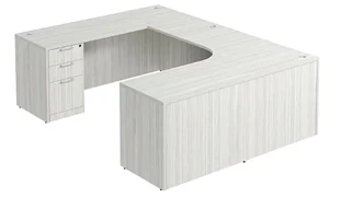 U Shaped Double Pedestal Desks PBD Furniture U-Desk 66in W x 90in D with Double 3 Drawer Pedestals and Slim Depth