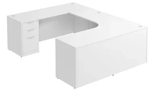U Shaped Double Pedestal Desks PBD Furniture U-Desk 66in W x 96in D with Double 3 Drawer Pedestals and Slim Depth