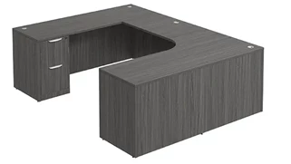 U Shaped Double Pedestal Desks PBD Furniture U-Desk 71in W x 102in D with Double 2 Drawer Pedestals and Slim Depth