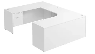 U Shaped Single Pedestal Desks PBD Furniture U-Desk 71in W x 96in D with Hanging Pedestal and Curve Corner