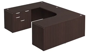 U Shaped Single Pedestal Desks PBD Furniture U-Desk 66in W x 96in D with Combo File Pedestal and Slim Depth