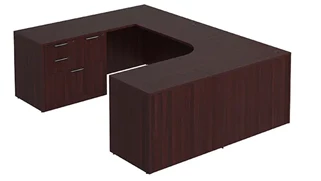 U Shaped Single Pedestal Desks PBD Furniture U-Desk 66in W x 102in D with Combo File Pedestal and Slim Depth