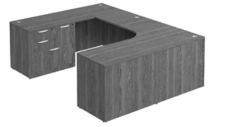U Shaped Single Pedestal Desks PBD Furniture U-Desk 71in W x 96in D with Combo File Pedestal and Slim Depth