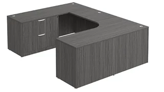 U Shaped Single Pedestal Desks PBD Furniture U-Desk 66in W x 102in D with Lateral File Pedestal and Slim Depth