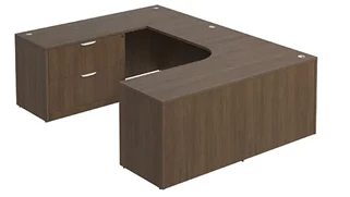 U Shaped Single Pedestal Desks PBD Furniture U-Desk 71in W x 102in D with Lateral File Pedestal and Slim Depth