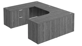 U Shaped Single Pedestal Desks PBD Furniture U-Desk 71in W x 108in D with Lateral File Pedestal and Slim Depth