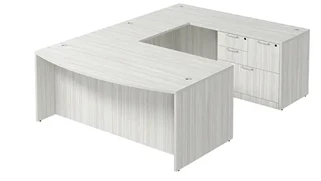 U Shaped Single Pedestal Desks PBD Furniture Bow-Front U-Desk 66in W x 96in D with Combo File Pedestal