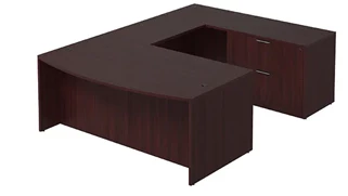U Shaped Single Pedestal Desks PBD Furniture Bow-Front U-Desk 66in W x 96in D with Lateral File Pedestal