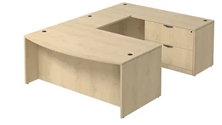 U Shaped Single Pedestal Desks PBD Furniture Bow-Front U-Desk 66in W x 102in D with Lateral File Pedestal