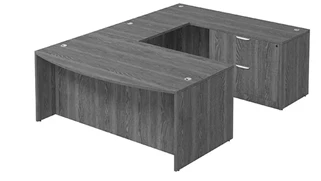 U Shaped Single Pedestal Desks PBD Furniture Bow-Front U-Desk 71in W x 101in D with Lateral File Pedestal