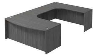 U Shaped Desk Shells PBD Furniture Bow-Front U-Desk 71in W x 114in D with Curve Corner and Extended Back Credenza