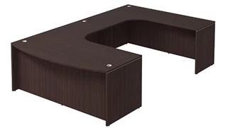 U Shaped Desk Shells PBD Furniture Bow-Front U-Desk 71in W x 120in D with Curve Corner and Extended Back Credenza