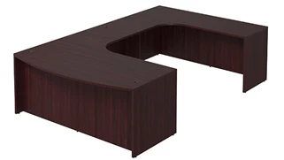 U Shaped Desk Shells PBD Furniture Bow-Front U-Desk 71in W x 126in D with Curve Corner and Extended Back Credenza