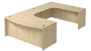 U Shaped Desk Shells PBD Furniture Bow-Front U-Desk 71in W x 132in D with Curve Corner and Extended Back Credenza